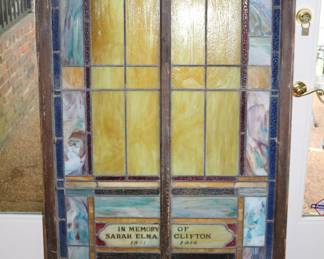 Large Antique Church Stained Glass Window
