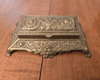 Brass Stamp Ink Well Footed Box