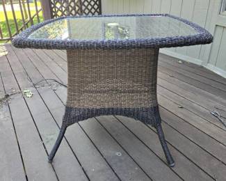 Glass Top Wicker Patio Table