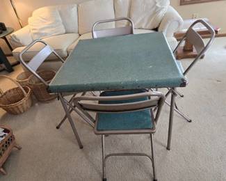 Samsonite Folding Table and (4) Chairs- Aqua