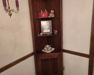 3 Tier Corner Shelf with Bottom Cabinet Storage