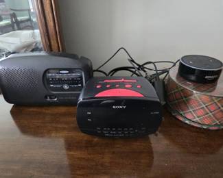 Amazon Echo Dot Home Speaker, Sony Alarm Clock with Radio, GE Alarm Clock with Radio