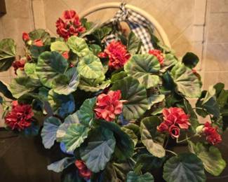 Faux Floral Decorative White Basket 17in