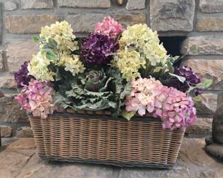 Faux Hydrangeas in a Woven Basket