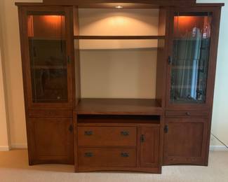 Entertainment Unit- Lighted, mission style