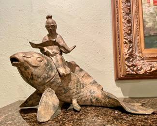 Bronze Scholar riding on Carp $150