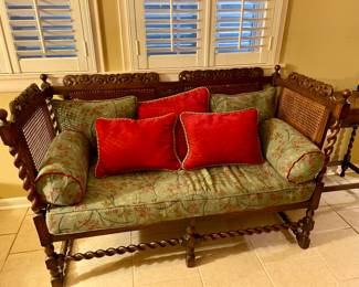 Barley Twist Cane Sette $350. Has Some Wear to the Seat but you can sit in it especially with the cushions. 