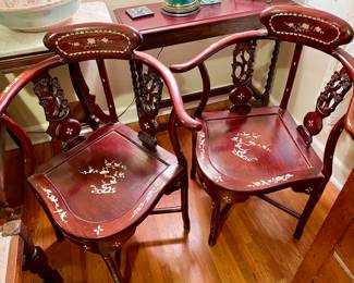 Pair of Asian Chairs $45 Each. Both have been repaired