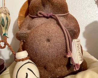 Japanese Vintage Tanuki Coin Bank, With flocking finish
