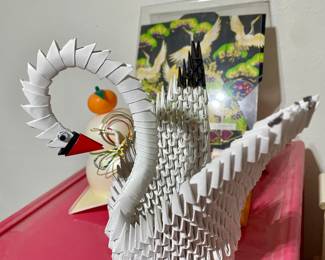 Folk Art Origami Folded Paper Art Sculpture 