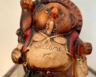 Japanese Tanuki Ceramic Raccoon Dog Shigaraki ware Statue Vintage Pottery Japan