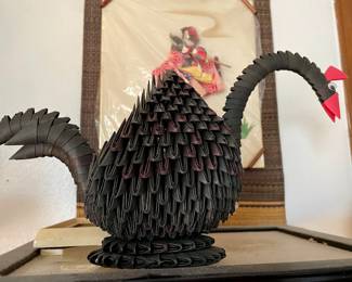 Folk Art Origami Folded Paper Art Sculpture 