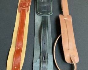 Perri Leather Guitar Strap, Fender Leather Guitar Strap, Black Leather Guitar Strap With Green Stitc