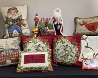 Needlepoint Christmas Pillows , Lenox Tree Skirt Other Christmas Decor 