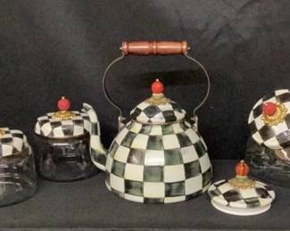 MackenzieChilds Enamel Hand Painted Teapot and Containers