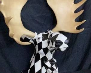 Harlequin Moose Head Wall Hanging