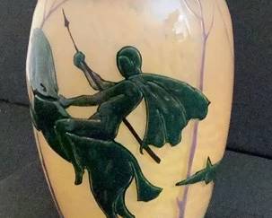 Marcel Goupy Vase Enameled Glass, Art Deco, Signed
