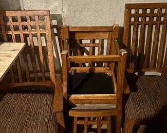 Oak chairs with two captain chairs