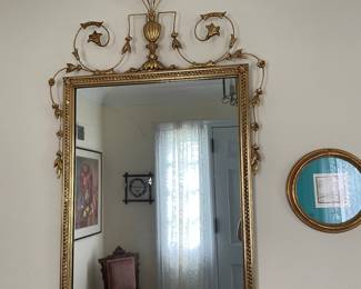 Vintage Gold Gilt Mirror with Gesso Features