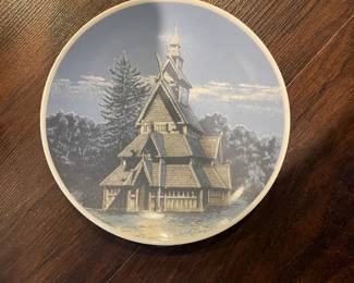 4 Porsgrund Norway 6 7/8" Collector Plates - Fishing Vessel, Fjord, Cabin, House