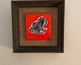 Fred Henze, Missouri 1905-1984, Toad, Ceramic Tile Signed