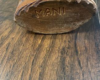 Vintage Hand Carved Hawaiian Tiki Statue Solid Wood Signed