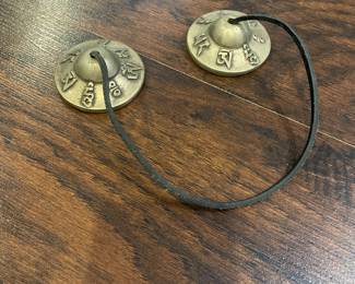 Vintage Tingsha Meditation Bells with Raised Symbols