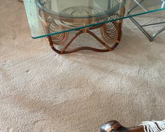 Vintage Italian Modernist Franco Albini Style Rattan & Reed Coffee Table