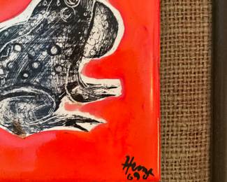 Fred Henze, Missouri 1905-1984, Toad, Ceramic Tile Signed