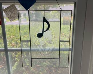 Music Note Stained Glass Window Panel