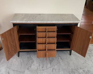 Marble Top Cadenza/ Cabinet Red Oak with Crepe Myrtle Drawer Pulls by J.T. Gates