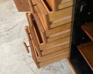 Marble Top Cadenza/ Cabinet Red Oak with Crepe Myrtle Drawer Pulls by J.T. Gates