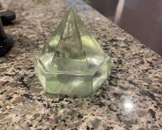 Vintage Ship's Deck Green Glass Hexagonal Pyramid Prism Nautical