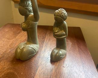 Haitian Carved Greenstone Sculpture Mother and Baby