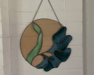 Round Flower Stained Glass Window Panel