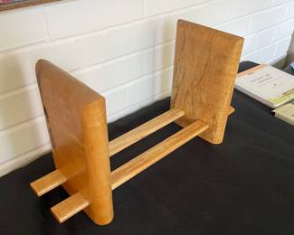 Vintage Mid Century Adjustable Solid Wood Bookend / Book Shelf