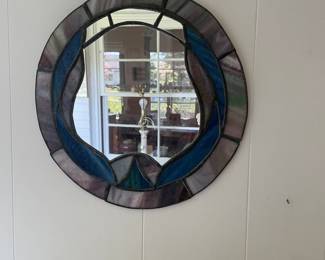 Vintage Stained Glass Wall Mirror Decor