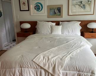 Midcentury Modern Queen Floating Headboard $3500.00 Laurel Mushroom Table Lamps $475/ea.