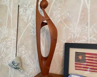 Mid-Century Modern Danish Teak 24" Tall Sculpture Lovers Embrace