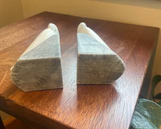 Pair of Marble Parrot Bookends Inscribed