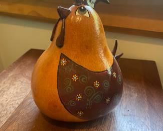 Hand Crafted Painted Gourd Folk Art Rattle Rooster