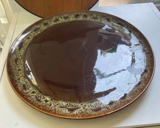 Vintage Canonsburg Ironstone Brown Drip Glaze Large Platter