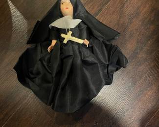 Vintage Plastic Figures Nun Catholic Sister Religious Doll Sleepy Eyes