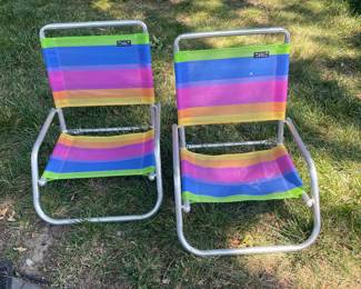 RIO Gear Beach Wave 1-Position Beach Folding Sand Chair - Summer Stripes - Set of 2 -