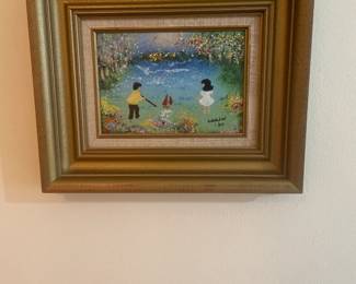 Louis Cardin Enamel on Copper Painting Signed Framed Impressionism 1980 Small