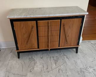 Marble Top Cadenza/ Cabinet Red Oak with Crepe Myrtle Drawer Pulls by J.T. Gates