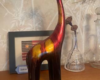 Orange Glazed Giraffe Statue