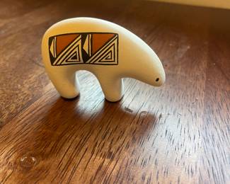 Acoma Pueblo Pottery Bear Figure Signed