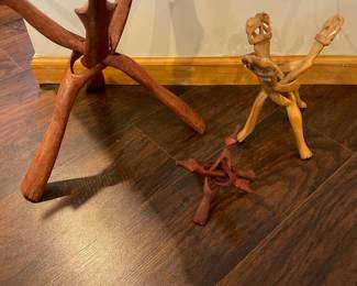 Carved Wood Folding Plant Stands