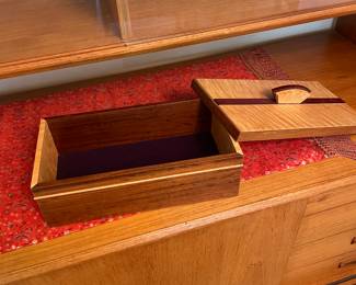 Wooden Box wit Lid By: J.T. Gates - Tiger Maple, Purple Heart Birdseye Maple and Rosewood